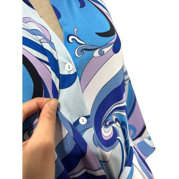 L'AGENCE  Womens Sz XS Addison Print Shirt Dress in Provence Blue/Lavender - Picture 6 of 14